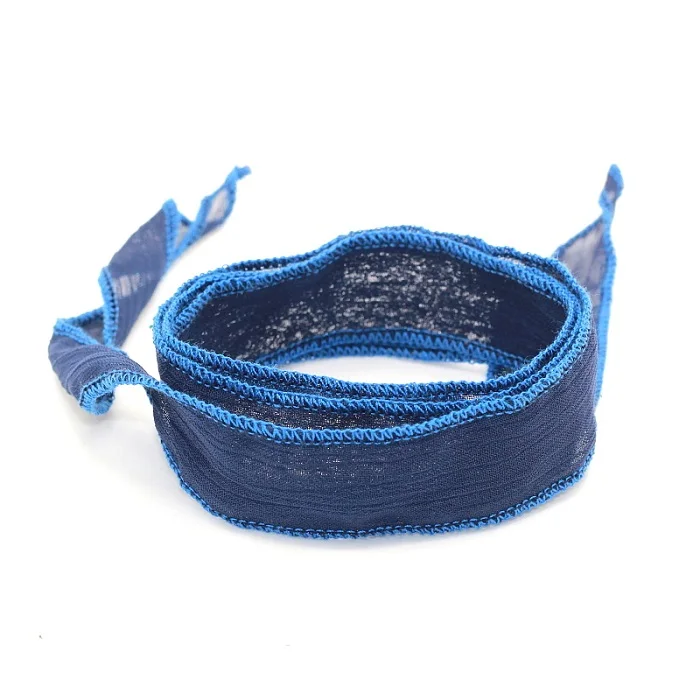 dark blue Новое поступление, 10 цветов, Шелковое Сари, лента для йоги, Модный женский браслет - Окраска металла: dark blue