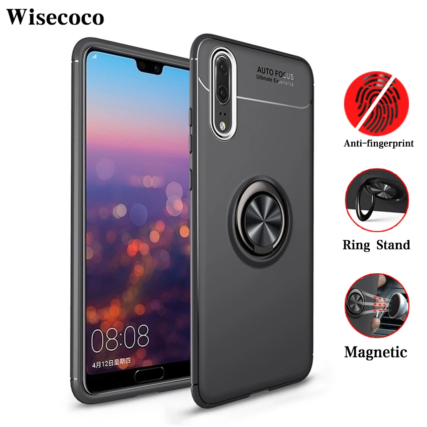 Магнитный чехол для Huawei P20 Pro роскошный автомобильный держатель с кольцом