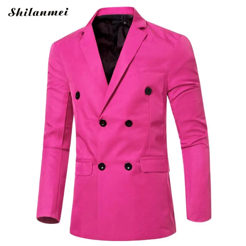 Новинка 2018 повседневные Костюмы мужские двубортные модные длинные блейзеры