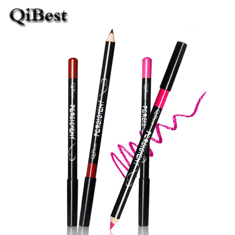 Qibest 12 шт. Карандаш Для Губ Водонепроницаемый Set Smooth Lipliner перо Долгое Обнаженная