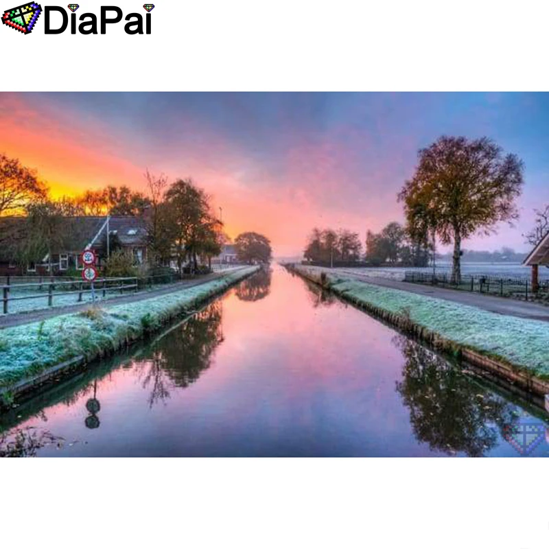 

DIAPAI Diamond Painting 5D DIY 100% Full Square/Round Drill "Tree house scenery" Diamond Embroidery Cross Stitch 3D Decor A24214