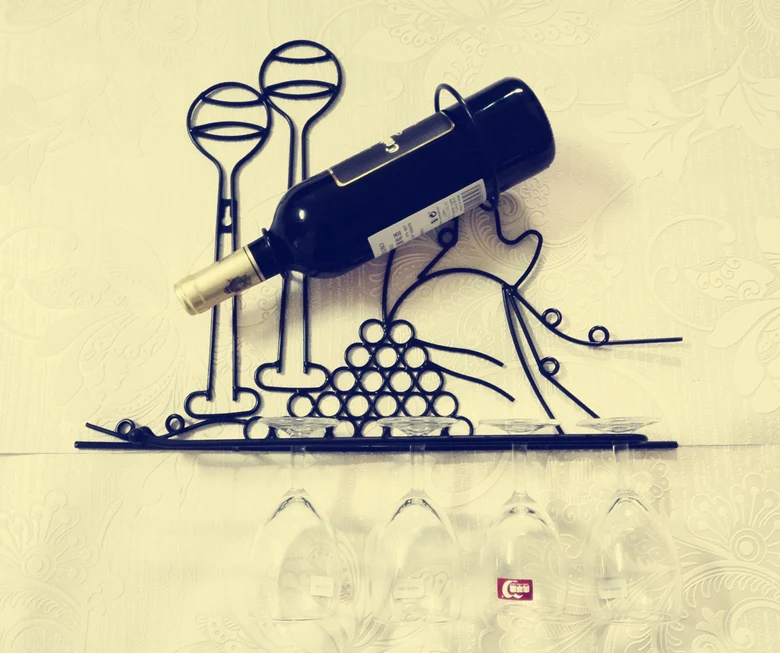 

Metal Iron Wall wine goblet rack, simple metal wire wine rack hanging rack for bar creative wall metal frame rack