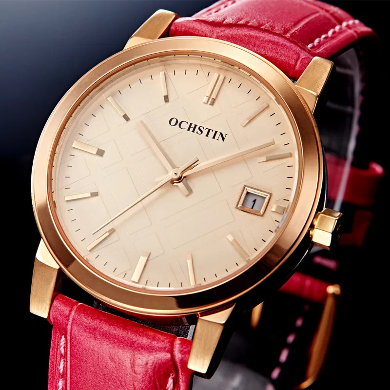 2016 New Brand OCHSTIN Watches women Elegant Fashion Leather Date Quartz Female Clock Women Dress Wristwatch Relogio Masculino