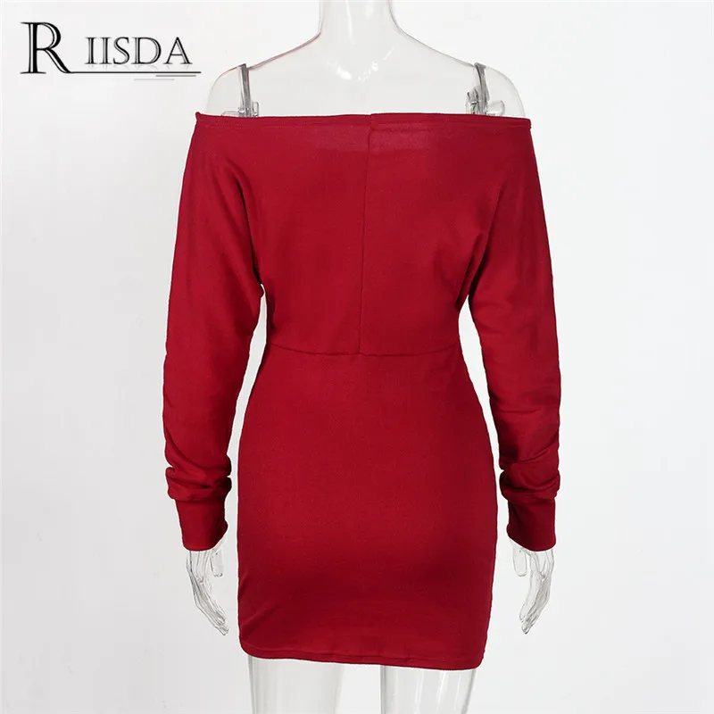 RIISDA Для женщин Bodycon Платье Весна 2018 модные с открытыми плечами платье