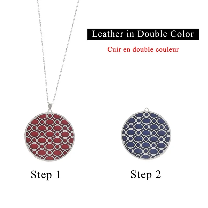 Red and Blue Cremo жоржет Длинная цепочка ожерелье s с реверсивной кожаной подвеской ожерелье из нержавеющей стали круглое Очаровательное ожерелье для женщин - Окраска металла: Red and Blue