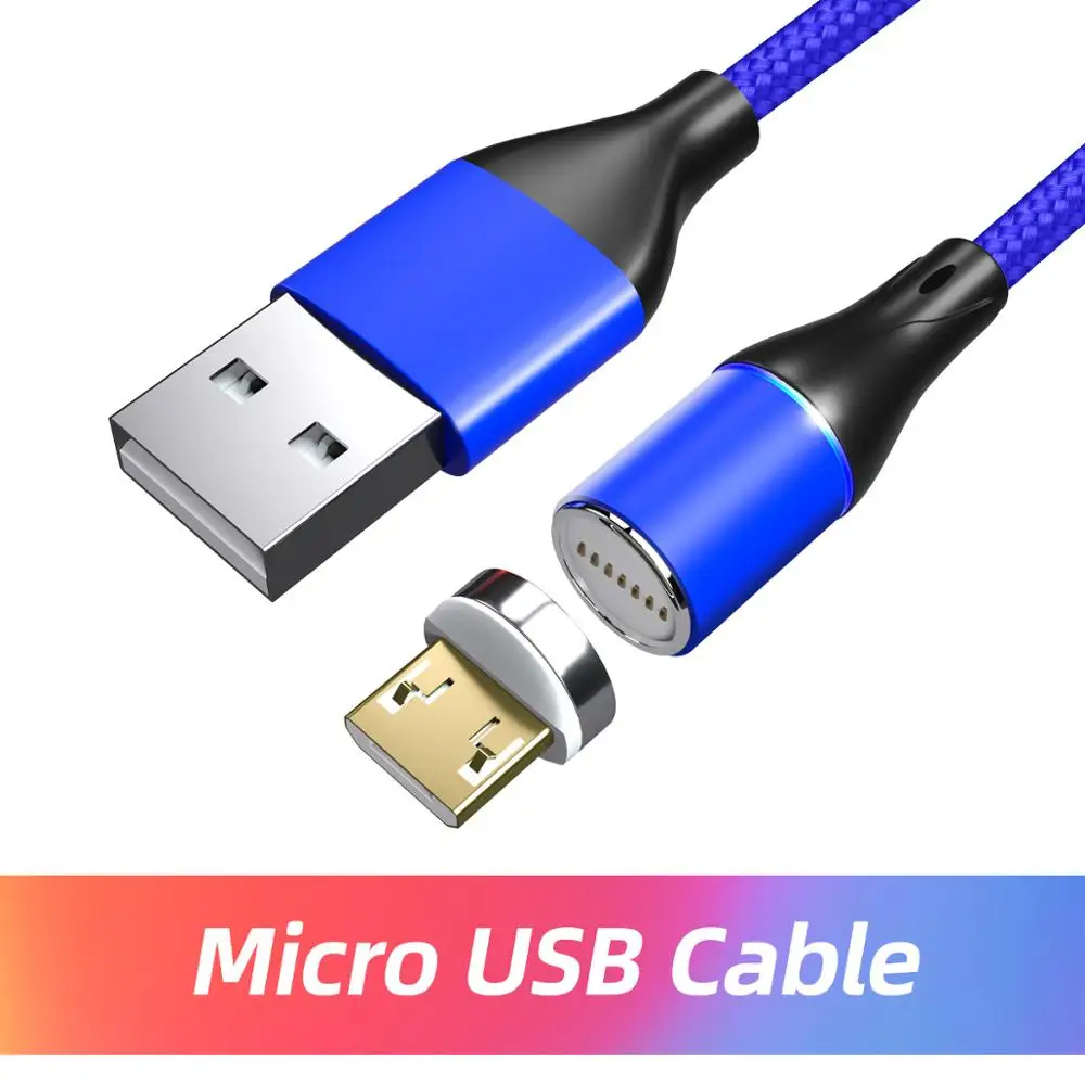 Blue Magnetic cable ANMONE Магнитный кабель Micro USB кабель 3A быстрое зарядное устройство Быстрая зарядка Магнитный провод Android зарядный шнур для телефона планшета - Цвет: Blue Magnetic cable