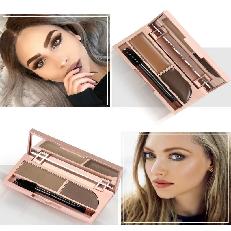 O.TWO.O 2 in 1 Eyebrow Enhancer Brown Black Powder Waterproof Makeup Gel Lasting Eye Brow Cream Cosmetic With Brush+Mirror N9082 | Красота и