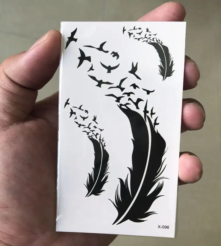 Водостойкая временная татуировка наклейка Мандала хна птичье перо body art tatto флэш-тату поддельные татуировки для девочек женщин мужчин 4 - Цвет: Монохромный