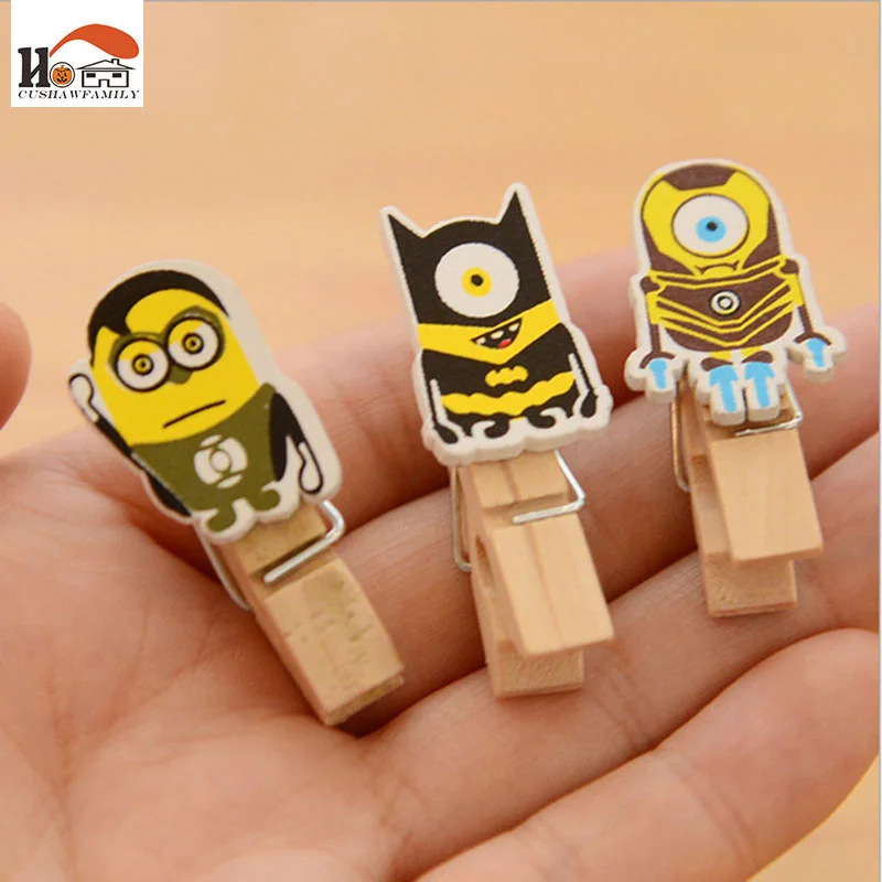 10 x Мини анимированный мультяшный деревянный зажим для рукоделия DIY клипсы с
