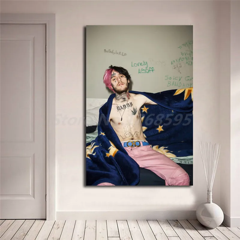 Lil Peep розовые и Черные искусственные волосы принт для гостиной домашний декор