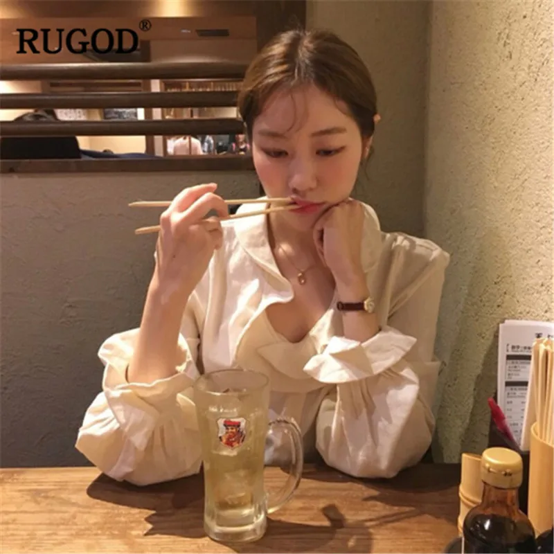 RUGOD/весенние женские рубашки повседневные Элегантные Белые блузы с длинным
