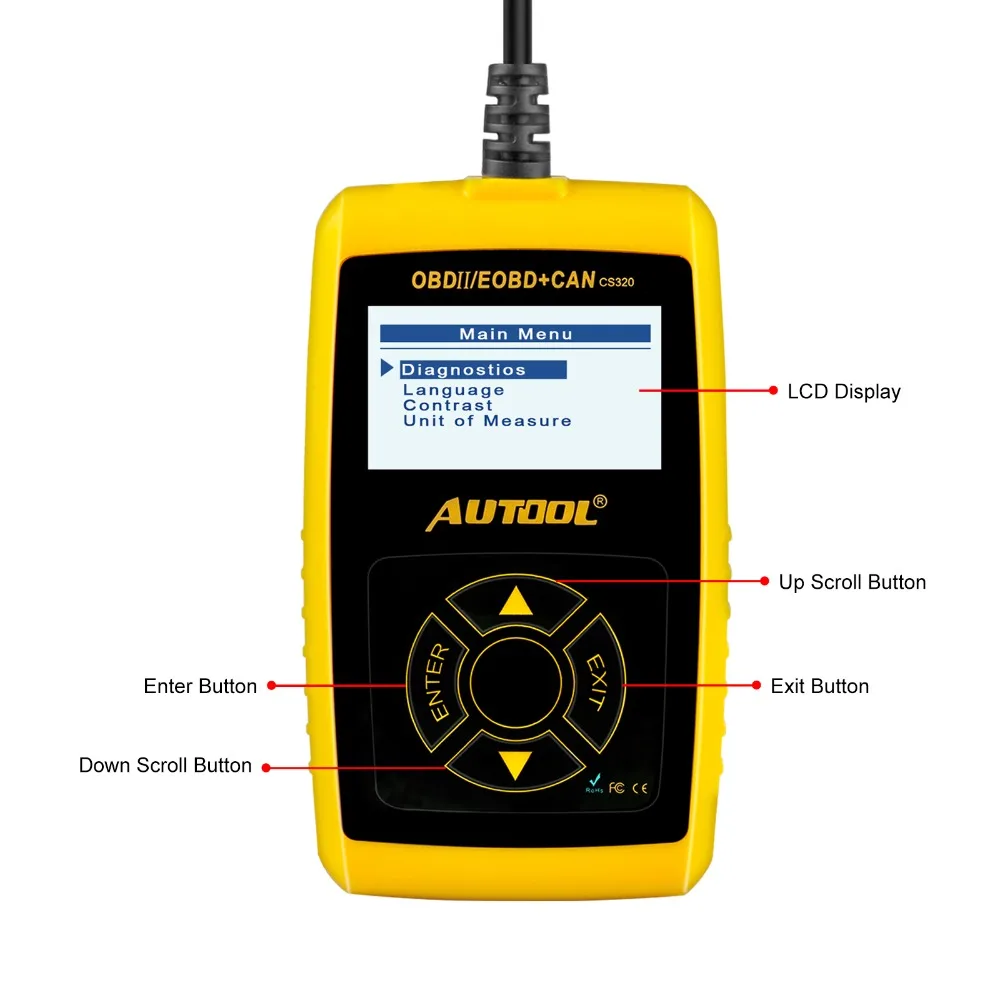 AUTOOL автомобильной OBD2 сканер штрих кода автомобиля прозрачный OBD 2 II кодов тестер