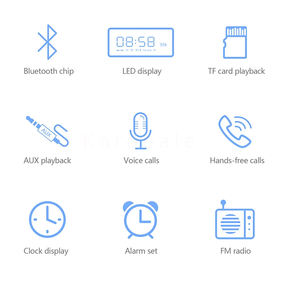 Karabale портативный Bluetooth динамик супер бас беспроводной стерео динамик s поддержка TF AUX FM радио Будильник для телефона компьютера