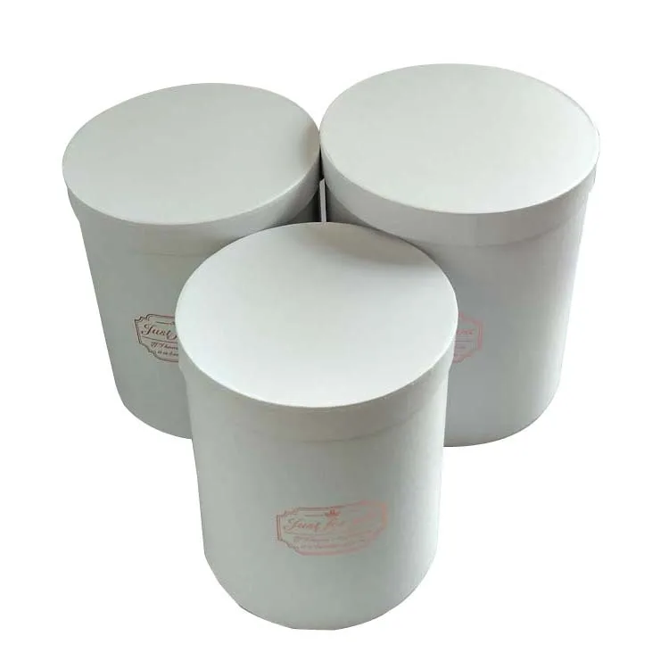 white 3 шт./компл. Однотонная одежда круглой формы в форме цветка Бумага Коробки с крышкой Hug ведро флорист коробка подарка упаковывая разных Размеры подарок Коробки моноблок - Цвет: white