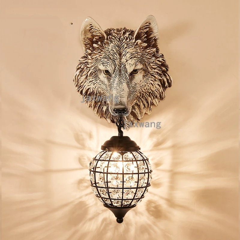 Американские Ретро Настенные светильники с животными для гостиной спальни