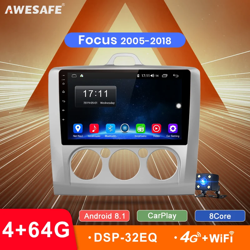 AWESAFE 2 Din Восьмиядерный CarPlay DSP Android 8 1 4 + 64 ГБ Автомобильный Радио кассетный плеер