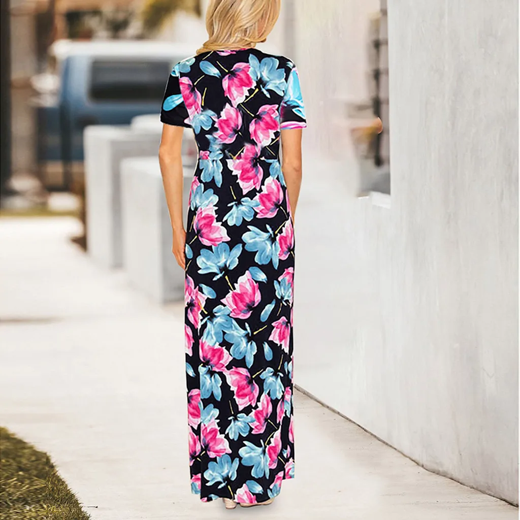 Женское облегающее платье с цветочным принтом Элегантное Длинное Повседневное