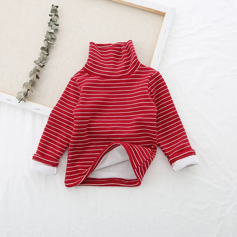 Детские топы ярких цветов зимние Хлопковые вязаные свитера с воротником