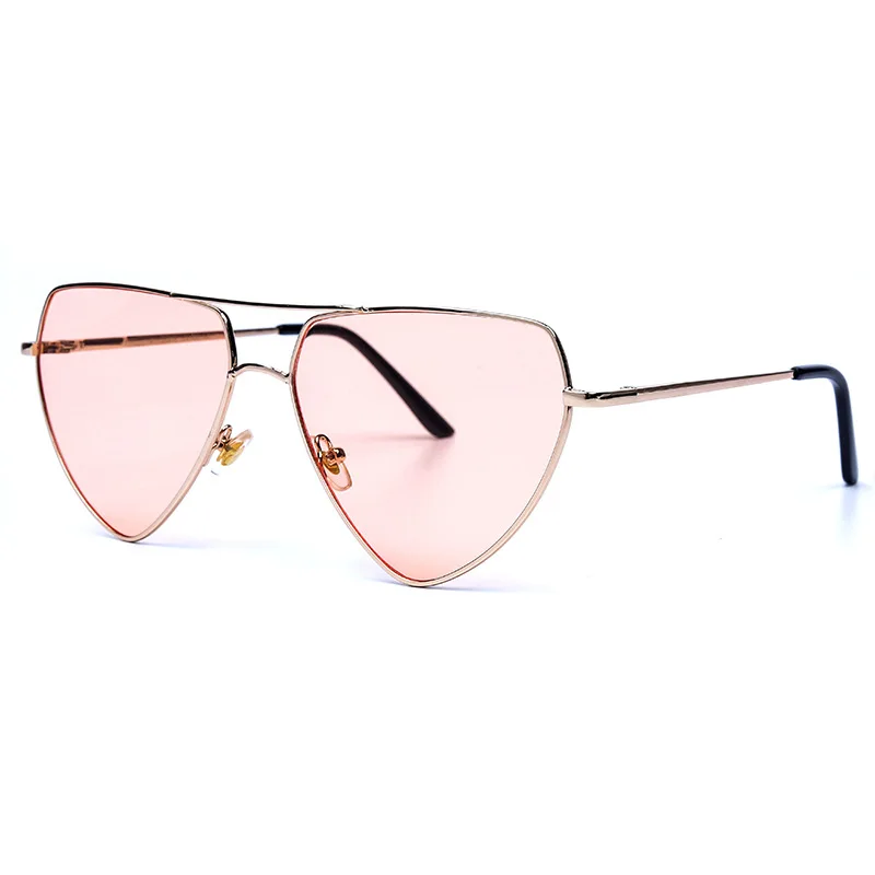 C6 Gold Pink Солнечные очки в форме сердца для женщин брендовые дизайнерские металлические солнцезащитные очки модные классические винтажные очки UV400 - Цвет линз: C6 Gold Pink