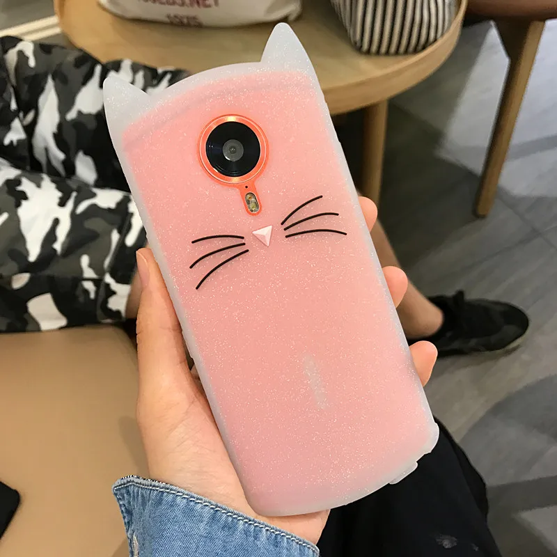 Милый 3D Блестящий бородатый чехол с кошкой для Meitu M8 M6 M6S M4 T8 мягкий силиконовый