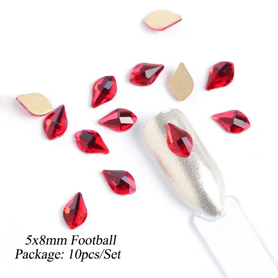 5x8mm Football 10 шт./компл. красный лак для ногтей Стразы 3D браслеты с подвесками в виде кристаллов драгоценных камней, Треугольники Овальный дизайн золотого цвета с плоской задней частью ювелирные украшения для ногтей TR930 - Цвет: 5x8mm Football