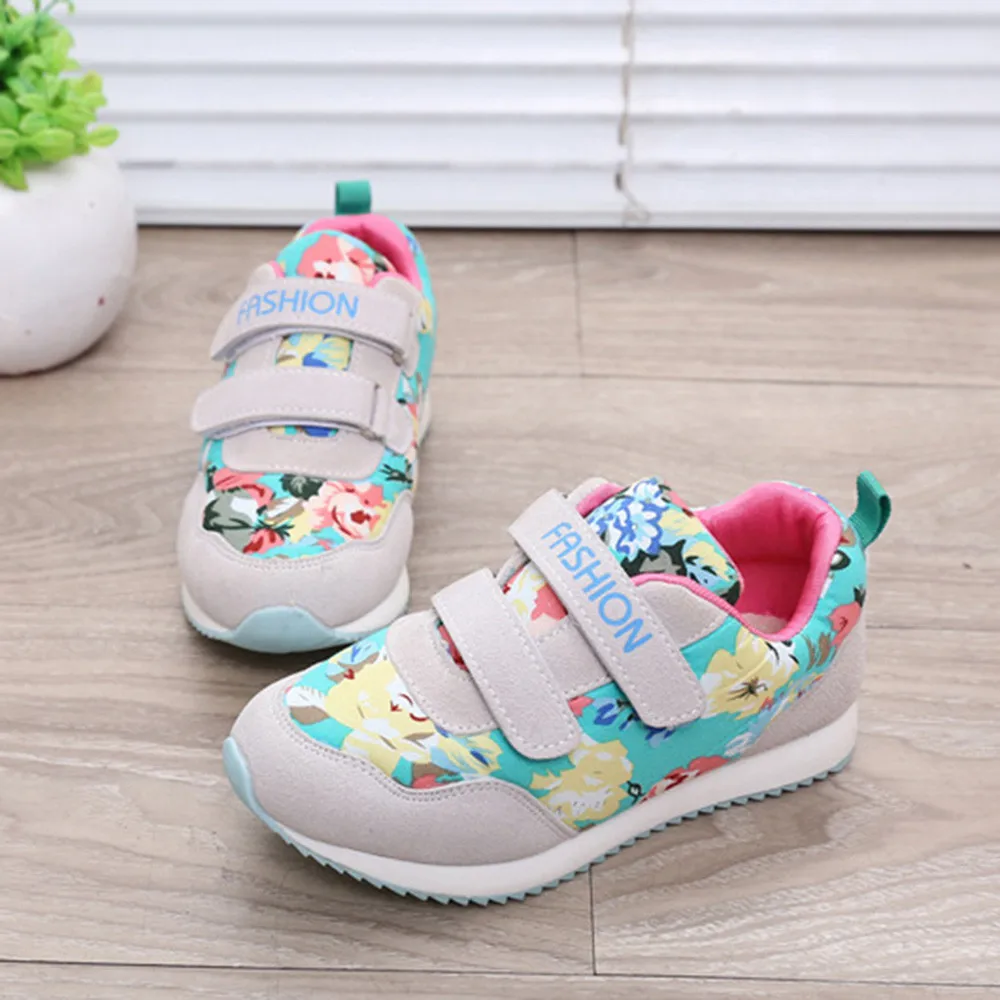2019 Милая обувь для маленьких девочек с цветочным рисунком удобные детские