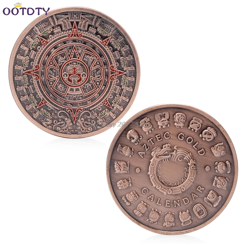 2017 Маян ацтекский длинный календарь красная бронза памятная монета