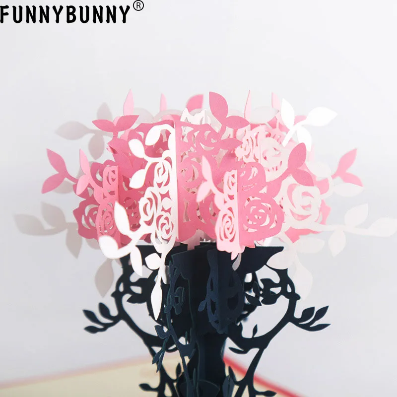 FUNNYBUNNY Flower 3D всплывающие поздравительные открытки букет цветов с очаровательными