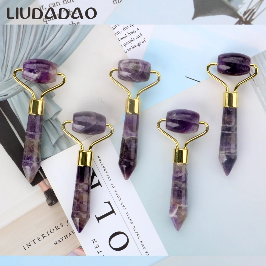 Массажные ролики с аметистом портативные мини массажные кристаллами Нефритовый