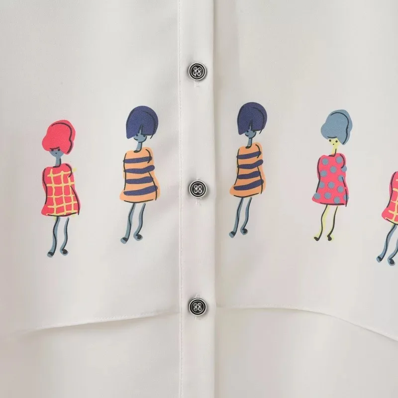 2017 Новое лето шифон женщины рубашка повседневная Мультфильм печати блузки