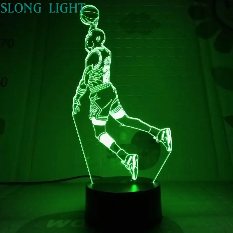Настольная лампа Air Jordan Slam Dunk 3D иллюзия USB детский Ночной светильник в подарок прикроватный AJ светодиодный ночной Светильник Майкл Джордан аксессуары