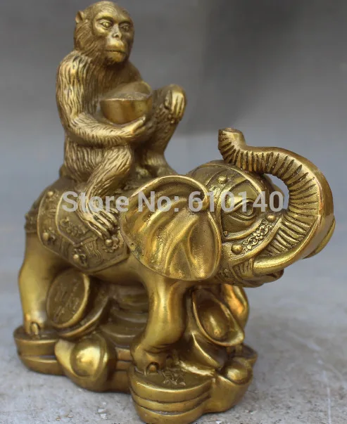 6 &quotКитайский Фэншуй бронза латунь Богатство Благоприятный Слон Обезьяна персик