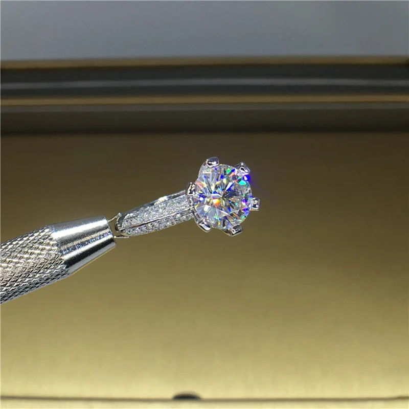 100% 18K Золотое кольцо 3 карат D color VVS Moissanite Diamond подлинной MO 005|Кольца| |