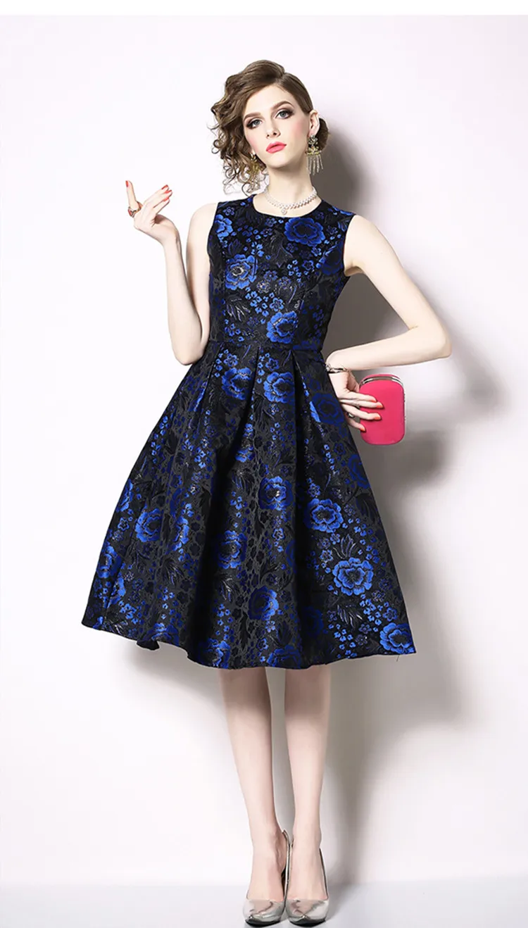 TESSCARA женское элегантное жаккардовое платье Festa Robe Femme Высокое качество модные дизайнерские женские офисные вечерние платья без рукавов Vestidos