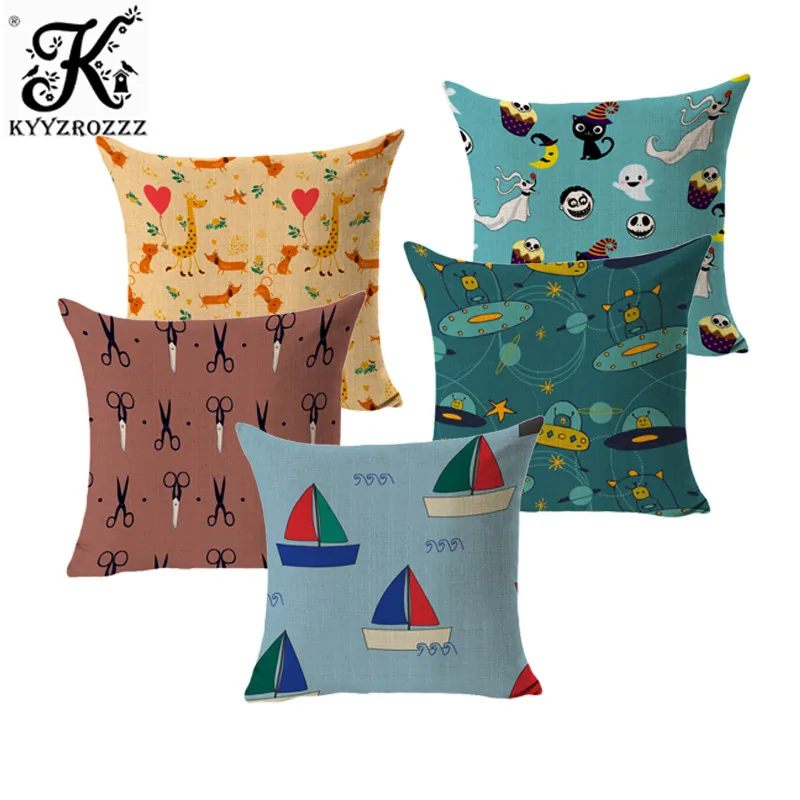 Модный декоративный чехол для подушки в мультяшном стиле с абстрактным парусным