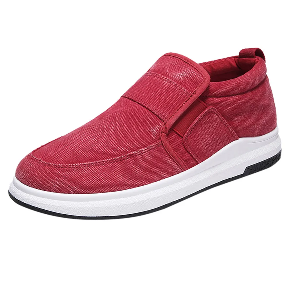 Men Canvas Shoes Male Mens Flat Heel Breathable Slip On Casual Loafers Chaussure Homme Black | Обувь