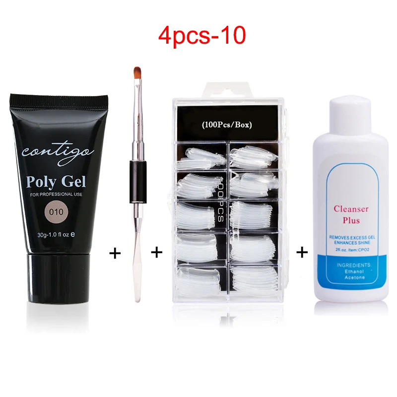 4pcs-10 CONTIGO 30 г полигель, полигель для ногтей, полигель, 10 цветов, строительный полигель, УФ акриловый гель для наращивания ногтей, дизайн лака, гибридный лак - Цвет: 4pcs-10