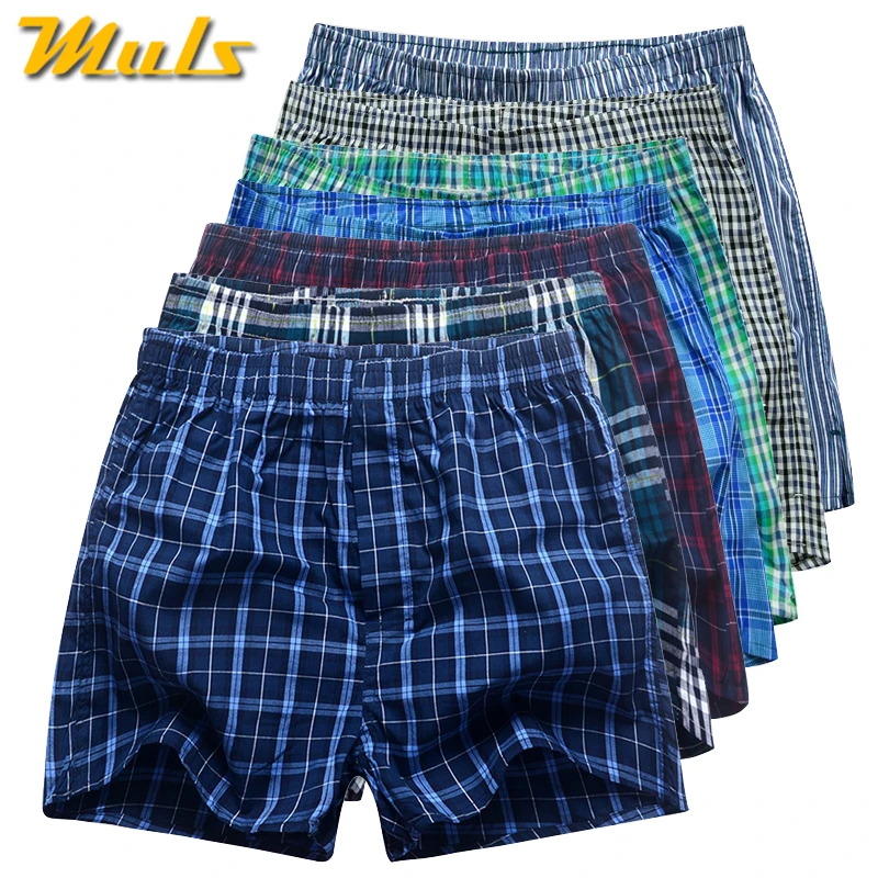 Нижнее белье мужское 7 шт./лот боксеры шорты хлопковые трусы мужские клетчатые