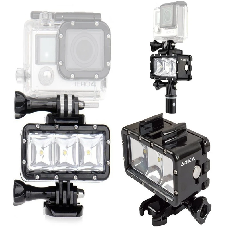 LED Flash Light 30m Waterproof Underwater Fill Lamp Diving Video Lights Mount For GoPro SJCAM SJ4000 H9 H9R xiaomi yi OR007 | Электроника