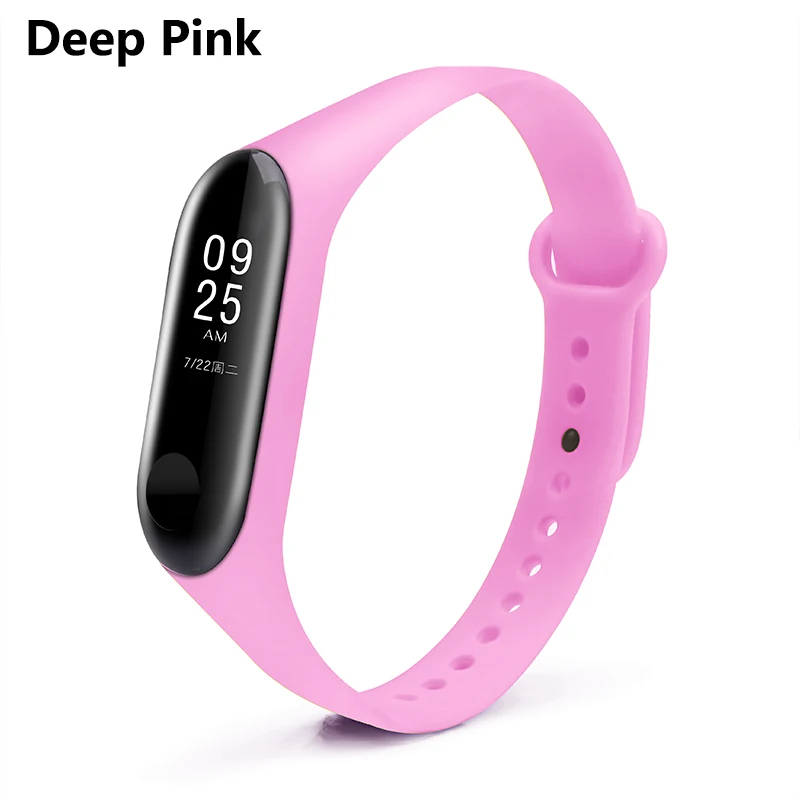 Deep Pink BOORUI mi Band 3 ремешок mi band 4 ремешка силиконовый чистый цветной mi band 3 4 аксессуары для xiaomi mi band 3 4 смарт-браслеты - Цвет: Deep Pink