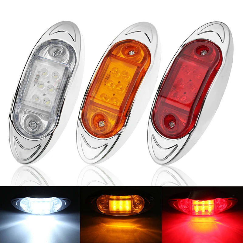 

10Pcs 6LED Side Marker Lights 12V 24V Trailer Tractor Heavy Truck Side Indicator Lamp Red Yellow White
