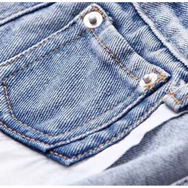 NLW NEW Women Casual High Waist Jeans Casual High Street Jeans Female Stylish Spliced Fake Pocket Long Pants Capris