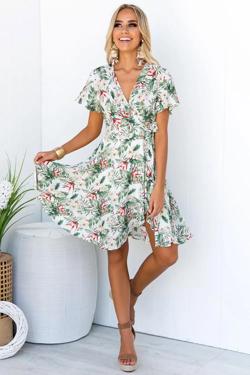 GRUIICEE/новое платье в европейском и американском стиле с принтом тропических