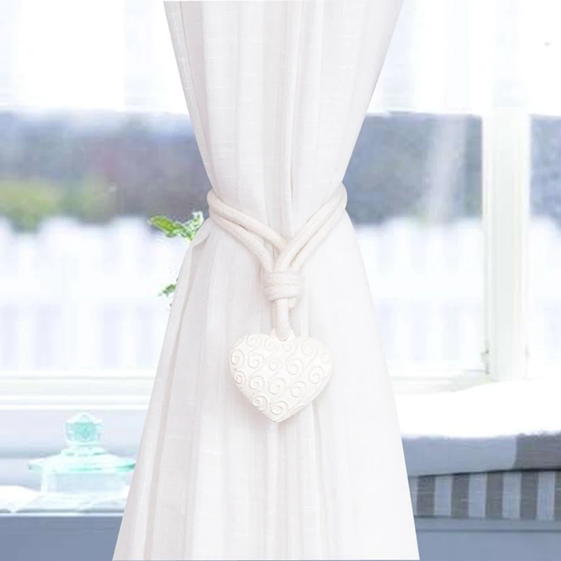 1Pcs Resin Heart Curtains Tie Back Holder Cotton Curtains Buckle Clips With Auspicious Clouds Home Curtain Strap Decoration