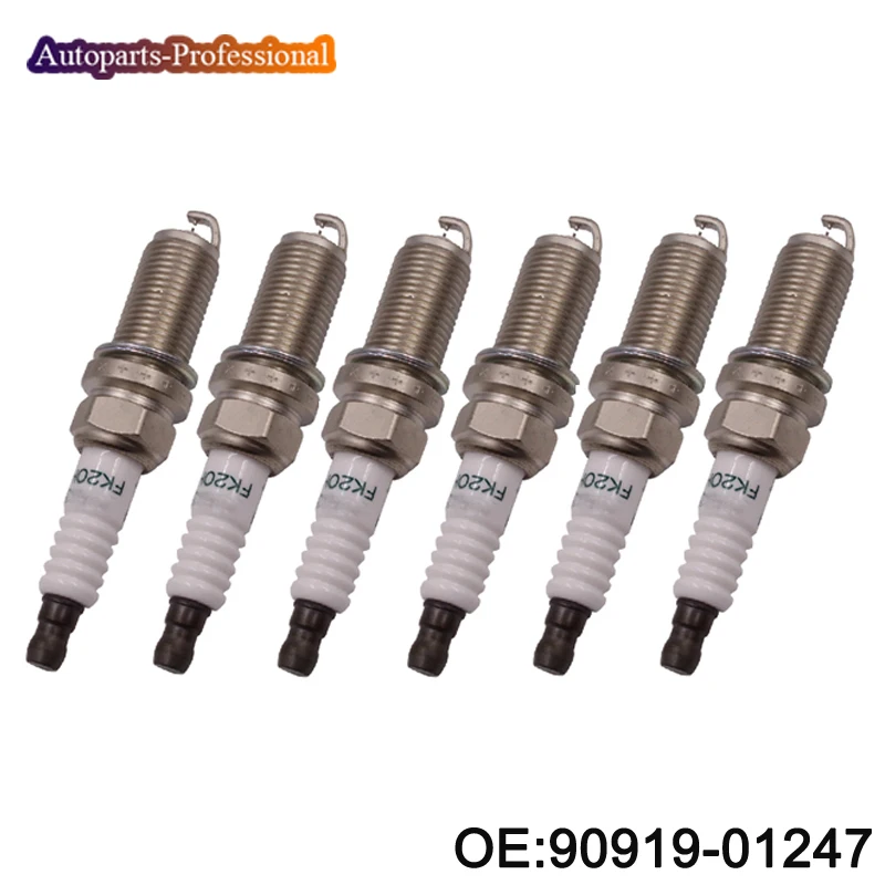 6 шт./лот 90919 01247 9091901247 новые свечи зажигания для Toyota RAV4 crown REIZ Prado Venza Lexus V6 3.5L FK20HR11