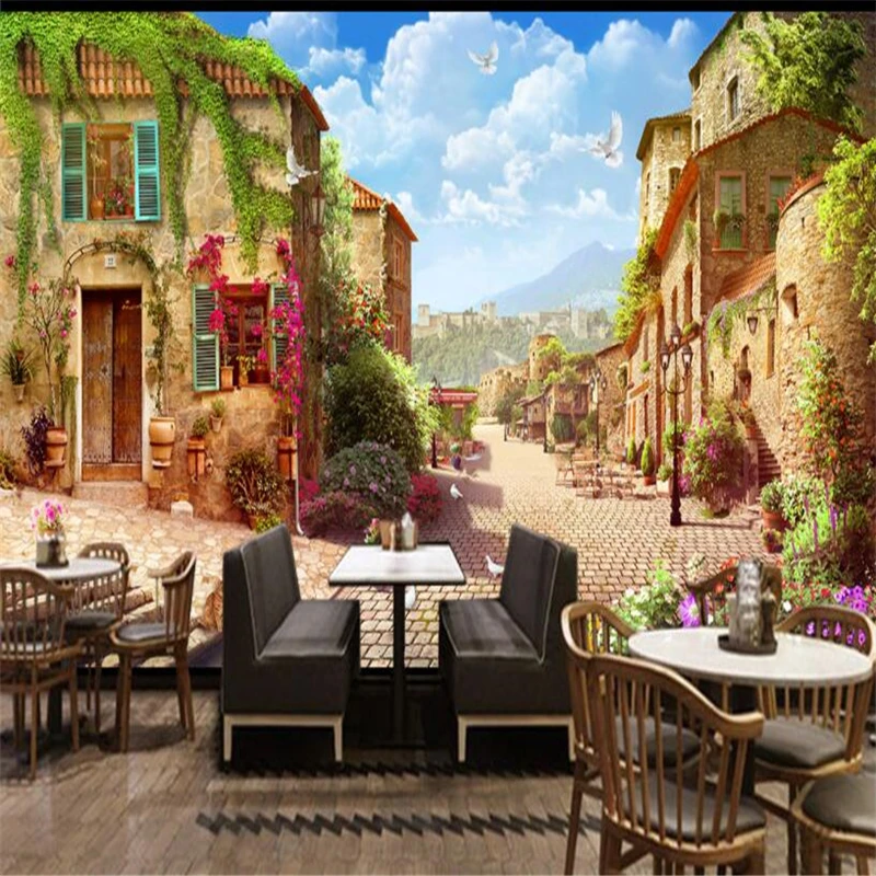 

beibehang Custom HD Wallpaper Three-dimensional Retro European Architecture Landscape Background Wallpaper Mural 3d wallpaper