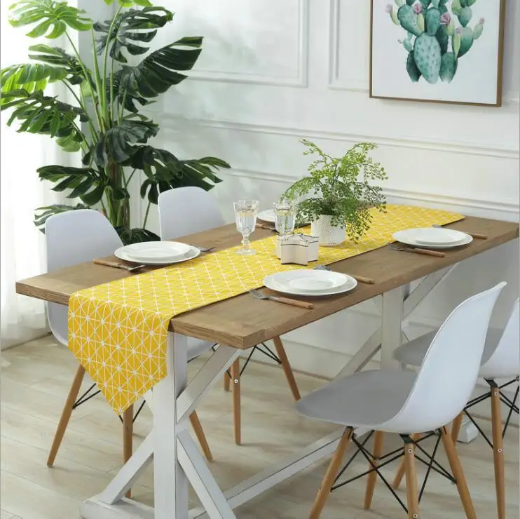 

Yellow geometric table flag modern minimalist desktop table flag creative coffee table cloth table flag