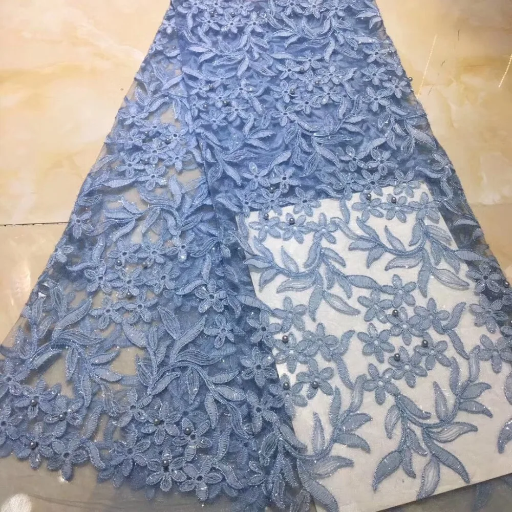 Latest African Swiss Voile Lace Fabric With Beads For Sewing Wedding Dress High Quality French Mesh Tulle Lace Fabric