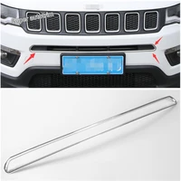 lapetus accessories exterior front below grille grill molding trim 1 pcs abs fit for jeep compass 2017 2018 2019 2020