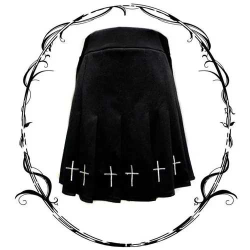 black skirt Темно-черная женская футболка, японский стиль Харадзюку, уличная одежда, готическое сердце, женские сексуальные короткие топы, жесткие, для девушек, с открытыми плечами, футболки, рубашка - Цвет: black skirt